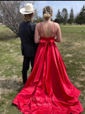 Prom Dress 2025 Red Satin Prom Dresses Spaghetti Strap Formal Gown 21976-unique elegant Prom Dresses-Red-US2-vigocouture