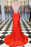 Prom Dress 2025 Red Satin Prom Dresses Spaghetti Strap Mermaid Evening Dress 21939-unique elegant Prom Dresses-Red-US2-vigocouture