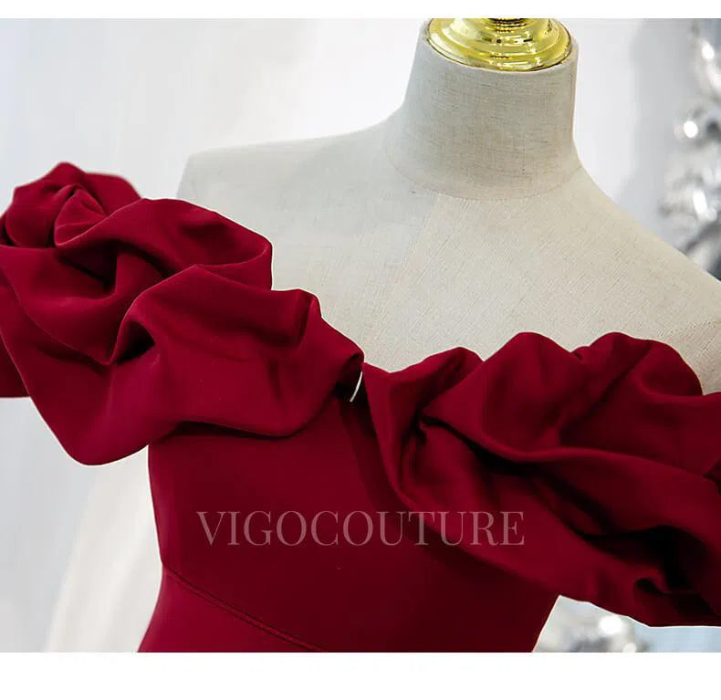 Prom Dress 2025 Red Satin Prom Gown Off the Shoulder Prom Dress 20283-unique elegant Prom Dresses-Red-US2-vigocouture