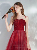 Prom Dress 2025 Red Spaghetti Strap Beaded Prom Dress 20708-unique elegant Prom Dresses-Red-US2-vigocouture