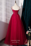 Prom Dress 2025 Red Spaghetti Strap Formal Dress Tulle A-Line Prom Dresses 21664-unique elegant Prom Dresses-Red-US2-vigocouture