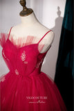 Prom Dress 2025 Red Spaghetti Strap Formal Dress Tulle A-Line Prom Dresses 21664-unique elegant Prom Dresses-Red-US2-vigocouture