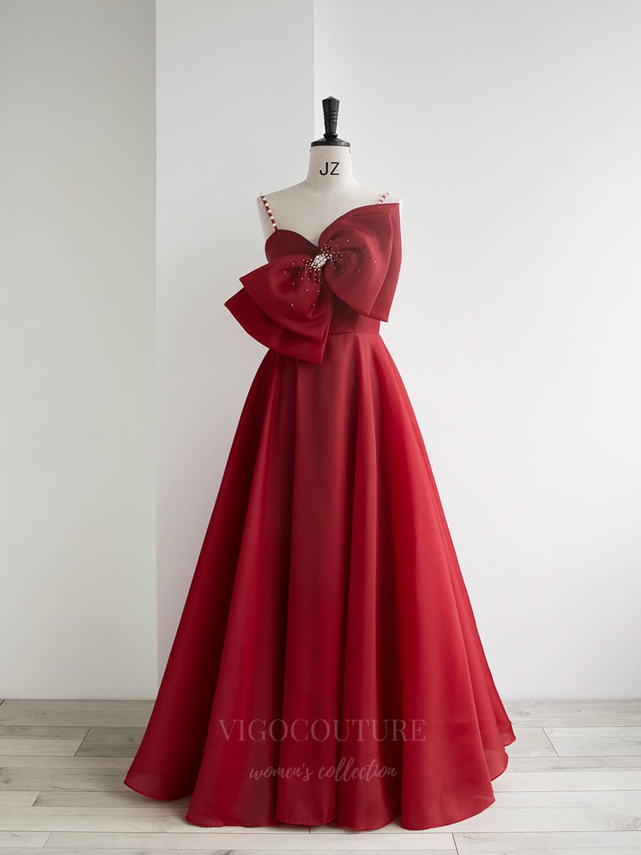 Prom Dress 2025 Red Spaghetti Strap Prom Dress 20648-unique elegant Prom Dresses-Red-US2-vigocouture