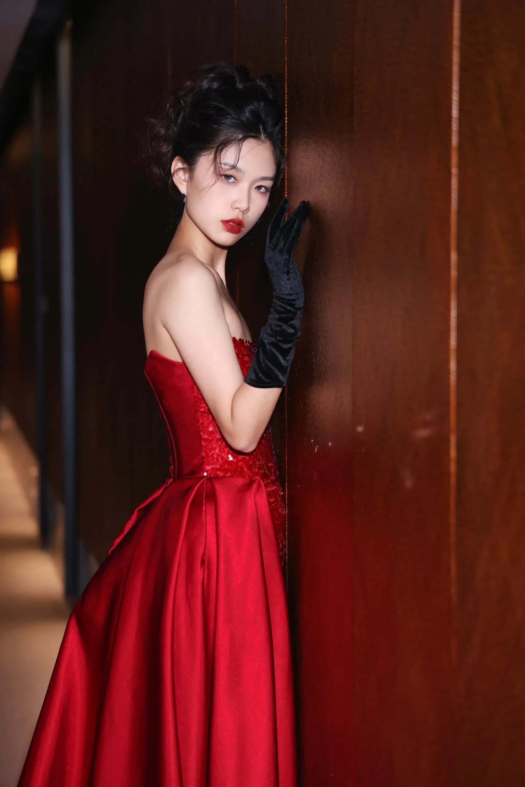 Wine Red Sequin Mermaid Evening Dresses with Overskirt, Elegant Strapless Party Dresses US 8 / Custom Color Wine Red Sequin Mermaid Evening Dresses with Overskirt, Elegant Strapless Party Dresses US 8 / Custom Color