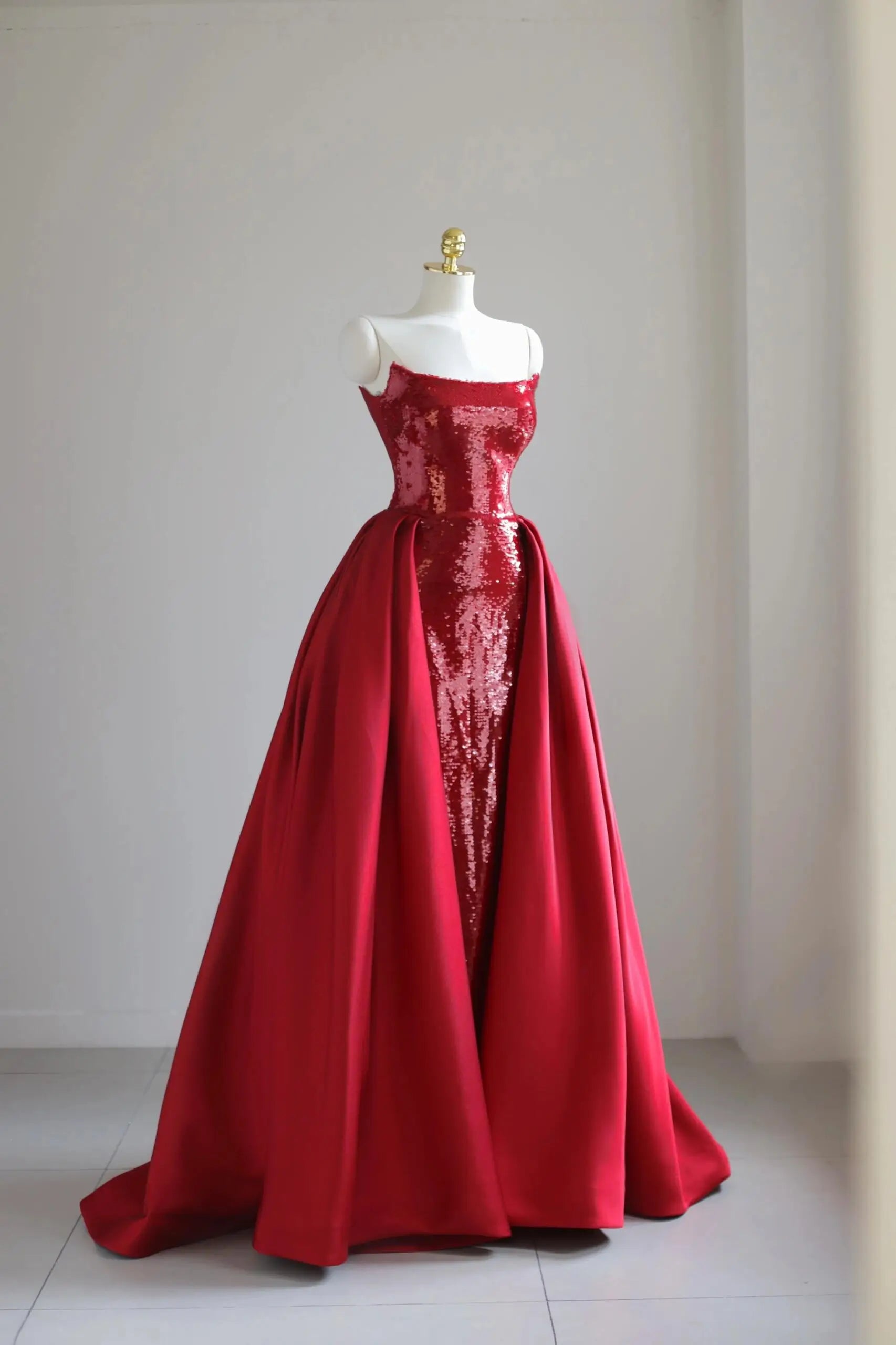 red sparkly prom dress Sequin with Satin Overskirt & Slit - Style 25311 cuban-style black beans + style gown is a Maternity_Gown Color:Vintage Floral