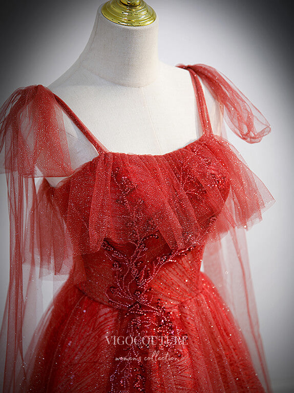 Prom Dress 2025 Red Sparkly Tulle Prom Dresses Spaghetti Strap Formal Dresses 21325-unique elegant Prom Dresses-Red-US2-vigocouture