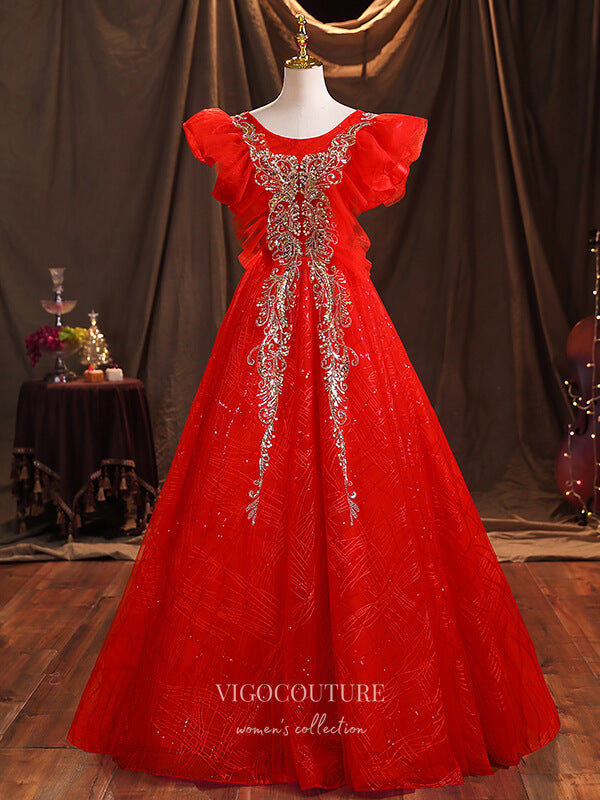 Prom Dress 2025 Red Sparkly Tulle Quinceanera Dresses Sequin Princess Dresses 21377-unique elegant Prom Dresses-Red-US2-vigocouture