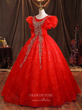 Prom Dress 2025 Red Sparkly Tulle Quinceanera Dresses Sequin Princess Dresses 21377-unique elegant Prom Dresses-Red-US2-vigocouture