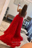 Prom Dress 2025 Red Strapless Formal Dresses Tiered Prom Dresses 21585-unique elegant Prom Dresses-Red-US2-vigocouture