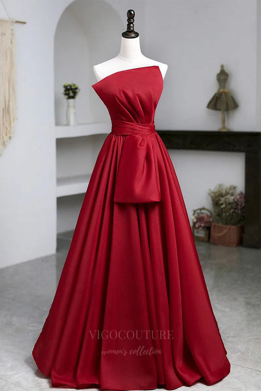 Prom Dress 2025 Red Strapless Prom Dress 20655-unique elegant Prom Dresses-Red-US2-vigocouture