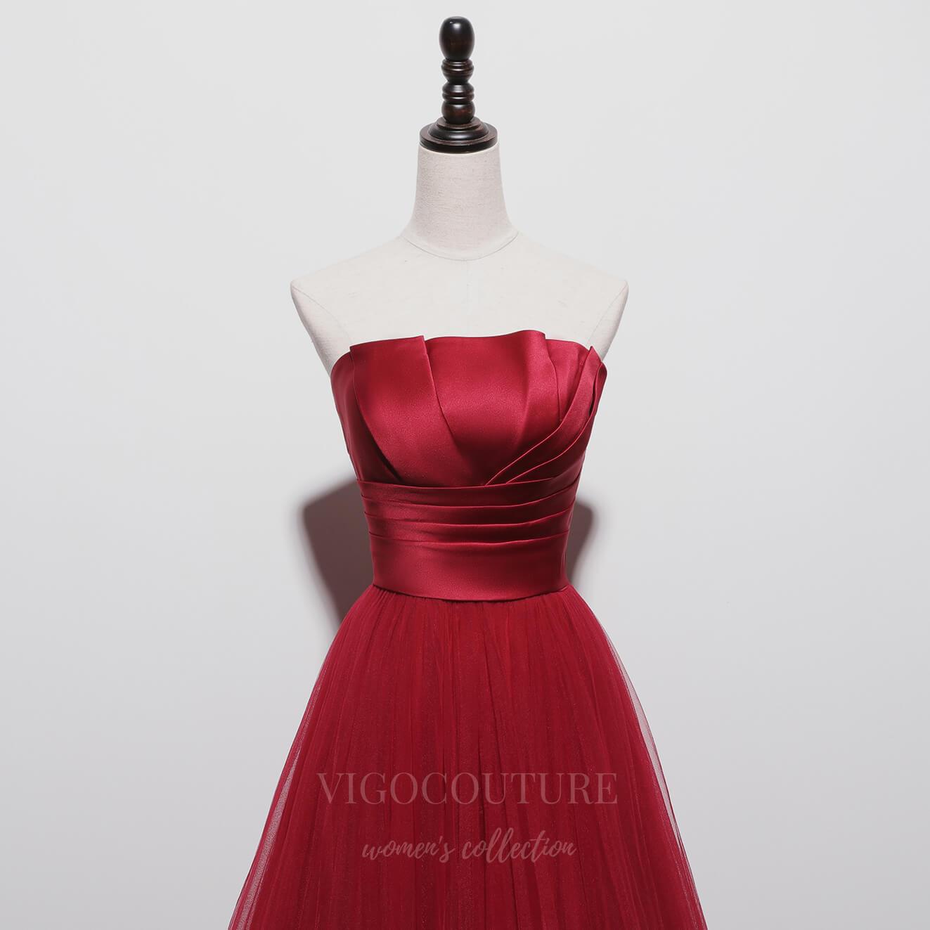 Prom Dress 2025 Red Strapless Prom Dress 20661-unique elegant Prom Dresses-Red-US2-vigocouture