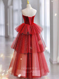 Prom Dress 2025 Red Strapless Prom Dresses Sparkly Tulle Formal Dresses 21049-unique elegant Prom Dresses-Red-Custom Size-vigocouture