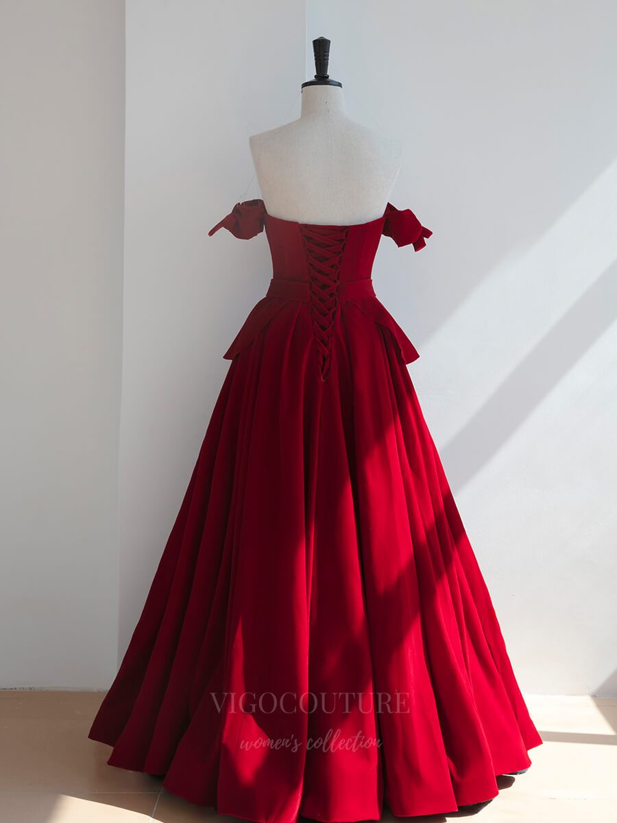 Prom Dress 2025 Red Strapless Tiered Prom Dress 20646-unique elegant Prom Dresses-Red-US2-vigocouture