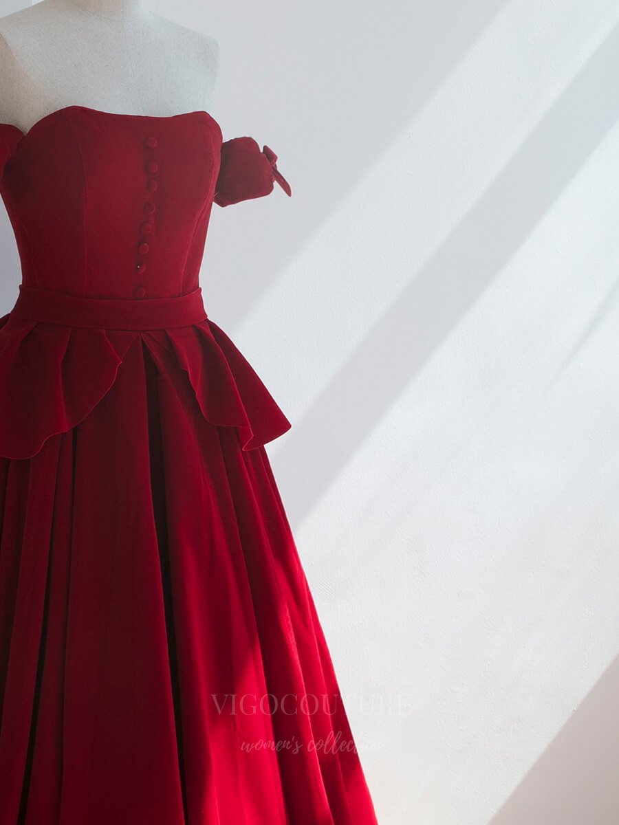 Prom Dress 2025 Red Strapless Tiered Prom Dress 20646-unique elegant Prom Dresses-Red-US2-vigocouture