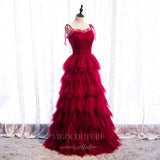 Prom Dress 2025 Red Tiered Prom Dress 2022 Spaghetti Strap Formal Dress 20560-unique elegant Prom Dresses-Red-US2-vigocouture