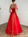 Prom Dress 2025 Red Tulle Floral Spaghetti Strap Prom Dress 20986-unique elegant Prom Dresses-Red-US2-vigocouture