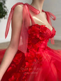 Prom Dress 2025 Red Tulle Floral Spaghetti Strap Prom Dress 20986-unique elegant Prom Dresses-Red-US2-vigocouture