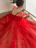 Prom Dress 2025 Red Tulle Floral Spaghetti Strap Prom Dress 20986-unique elegant Prom Dresses-Red-US2-vigocouture