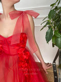 Prom Dress 2025 Red Tulle Floral Spaghetti Strap Prom Dress 20986-unique elegant Prom Dresses-Red-US2-vigocouture