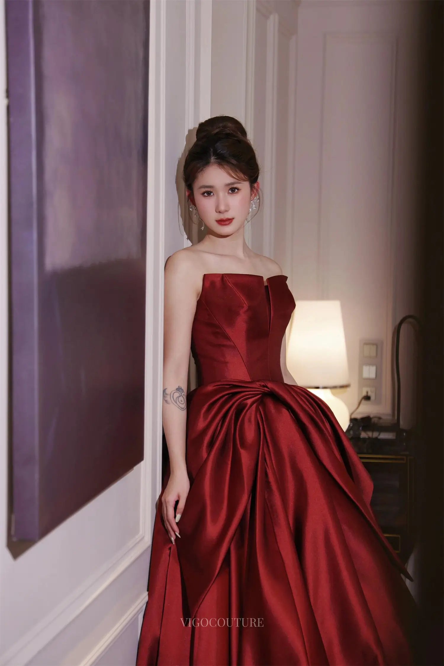 Regalia - Burgundy Mikado Formal Dress vigocouture Regalia - Burgundy Mikado Formal Dress vigocouture