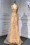 Prom Dress 2025 Removable Cape Formal Dresses Beaded Mermaid Prom Dress 21617-unique elegant Prom Dresses-Champagne-US2-vigocouture