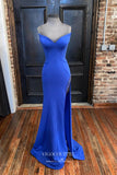 Prom Dress 2025 Removable Cape Sleeve Formal Dresses Satin Mermaid Prom Dresses 21597-unique elegant Prom Dresses-Blue-US2-vigocouture