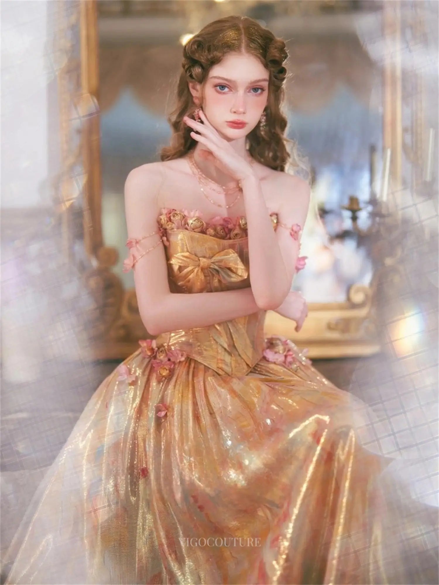 Rosalune - Yellow Floral Princess Dress Yellow / Custom Size Rosalune - Yellow Floral Princess Dress Yellow / Custom Size