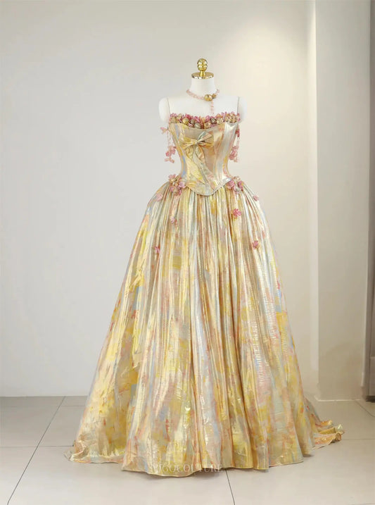 Prom Dresses 2025 to impress Rosalune - Yellow Floral Princess Dress-vigocouture-Yellow-Custom Size-vigocouture