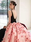 Prom Dresses 2025 to impress Rosella - Black Pink Rosette Dress-vigocouture-vigocouture