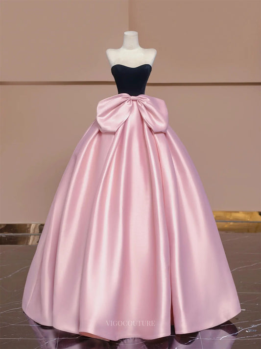 Prom Dresses 2025 to impress Rosvella - Strapless Pink Bow-Tie Princess Dress-vigocouture-Pink-Custom Size-vigocouture