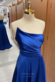 Prom Dress 2025 Royal Blue Satin Cheap Prom Dresses 2024 Strapless Pleated Bodice 24269-unique elegant Prom Dresses-Royal Blue-Custom Size-vigocouture