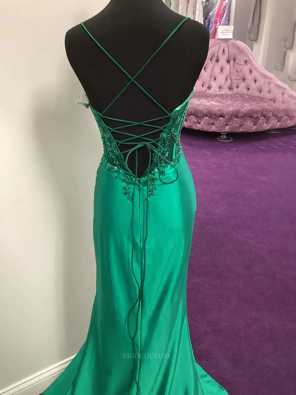 Prom Dresses 2025 to impress Royal Blue Satin Mermaid Prom Dresses 2025 Spaghetti Strap Formal Dresses with Slit – 25144-vigocouture-vigocouture