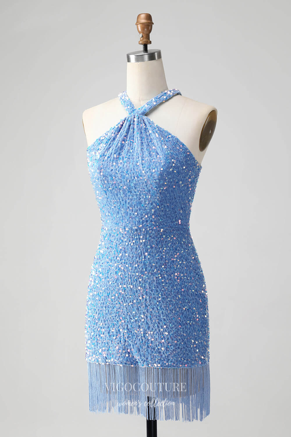 Royal Blue Sequin Homecoming Dresses Tassels Halter Neck Bodycon Dress hc354 Custom Colors / 18W Royal Blue Sequin Homecoming Dresses Tassels Halter Neck Bodycon Dress hc354 Custom Colors / 18W