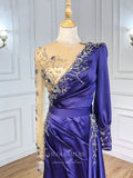 Prom Dress 2025 Satin Beaded Prom Dresses Long Sleeve Formal Dresses 21237-unique elegant Prom Dresses-Purple-US2-vigocouture