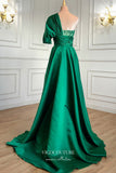 Prom Dress 2025 Satin Beaded Sheath Formal Dresses One Shoulder Prom Dress 21613-unique elegant Prom Dresses-Green-US2-vigocouture