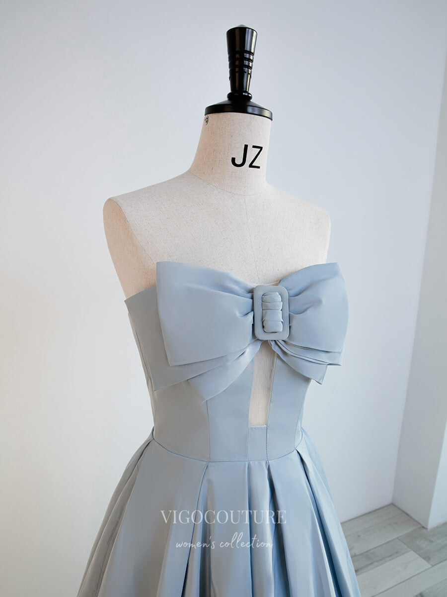 Prom Dress 2025 Satin Bow Prom Dresses Strapless Formal Dresses 21029-unique elegant Prom Dresses-Light Blue-Custom Size-vigocouture