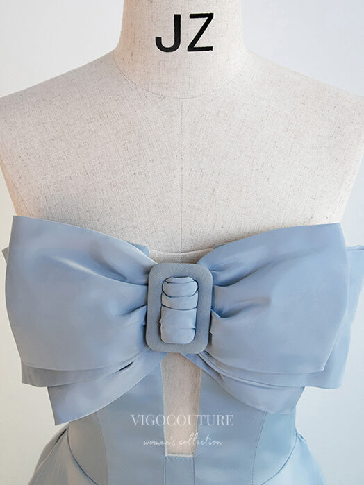 Prom Dress 2025 Satin Bow Prom Dresses Strapless Formal Dresses 21029-unique elegant Prom Dresses-Light Blue-Custom Size-vigocouture