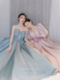 Prom Dress 2025 Satin Bow Prom Dresses Strapless Formal Dresses 21029-unique elegant Prom Dresses-Light Blue-Custom Size-vigocouture