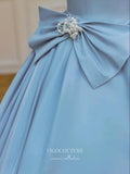 Prom Dress 2025 Satin Bow-Tie Prom Dresses Puffed Sleeve Formal Dresses 21150-unique elegant Prom Dresses-Light Blue-Custom Size-vigocouture