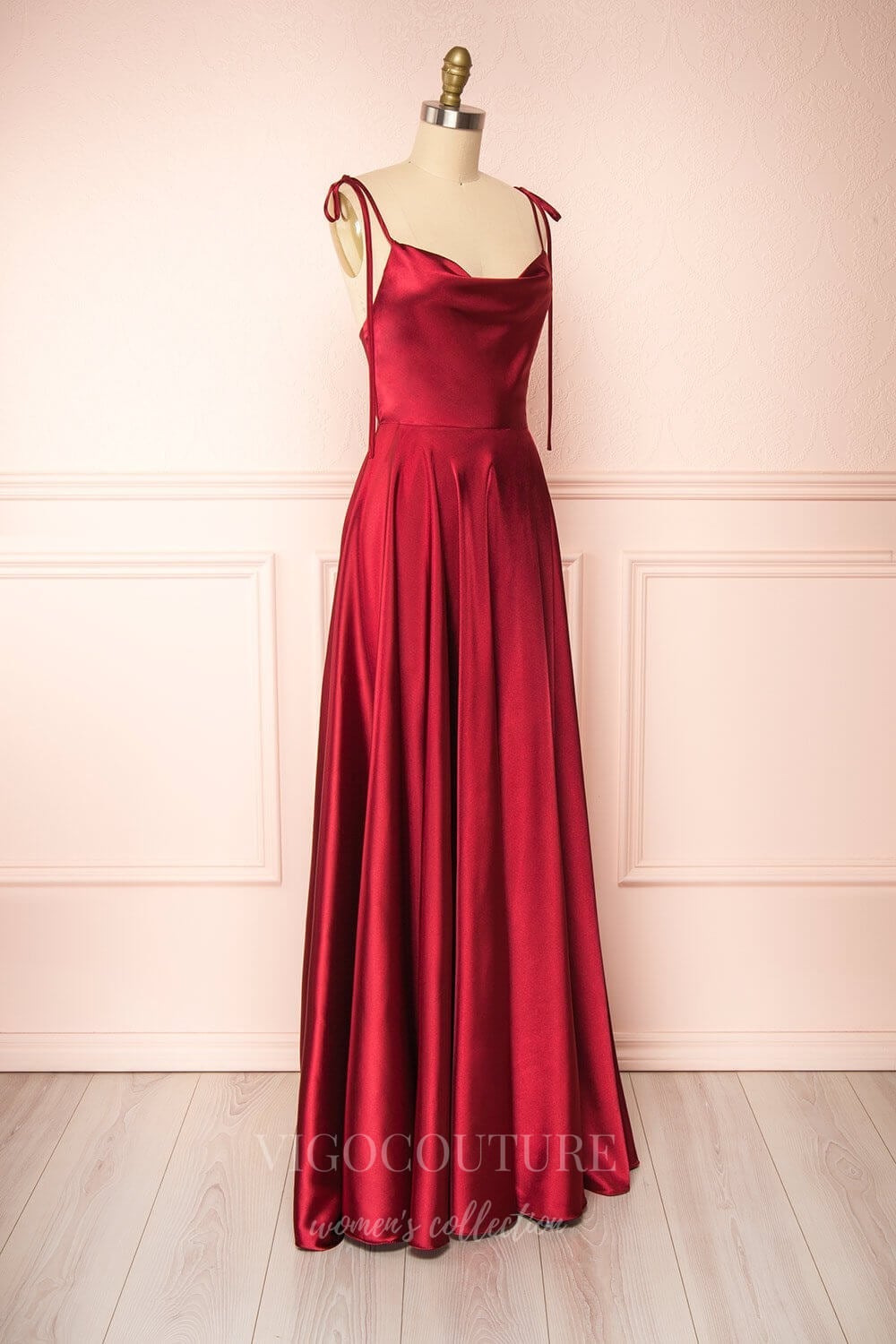 Satin Cowl Neck Prom Dresses with Spaghetti Straps and Slit Comfortable Formal Gown 20577 Blue / Custom Size Satin Cowl Neck Prom Dresses with Spaghetti Straps and Slit Comfortable Formal Gown 20577 Blue / Custom Size