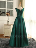 Prom Dress 2025 Satin Green Prom Dress 2022 Sleeveless Prom Gown-unique elegant Prom Dresses-Green-US2-vigocouture