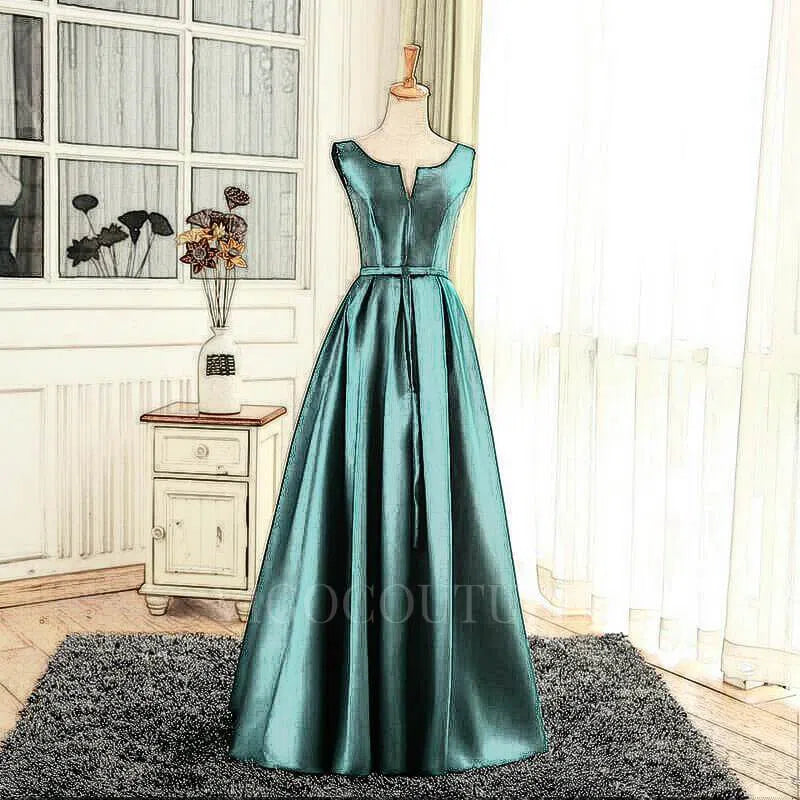 Prom Dress 2025 Satin Green Prom Dress 2022 Sleeveless Prom Gown-unique elegant Prom Dresses-Green-US2-vigocouture