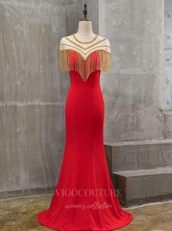 Prom Dress 2025 Satin Mermaid Prom Dress 20265-unique elegant Prom Dresses-Red-US2-vigocouture