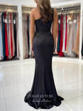 Prom Dress 2025 Satin Mermaid Prom Dresses One Shoulder Formal Dresses 21551-unique elegant Prom Dresses-Black-US2-vigocouture