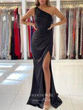 Prom Dress 2025 Satin Mermaid Prom Dresses One Shoulder Formal Dresses 21551-unique elegant Prom Dresses-Black-US2-vigocouture