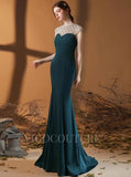 Satin Mermaid Prom Dresses Round Neck 20114