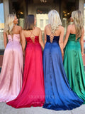 Prom Dress 2025 Satin Prom Dresses with Slit Spaghetti Strap Evening Dress 20955-unique elegant Prom Dresses-Blush-US2-vigocouture