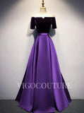 Prom Dress 2025 Satin Velvet Prom Gown Off the Shoulder Prom Dress 20287-unique elegant Prom Dresses-Purple-US2-vigocouture