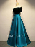 Prom Dress 2025 Satin Velvet Prom Gown Off the Shoulder Prom Dress 20287-unique elegant Prom Dresses-Teal Blue-US2-vigocouture