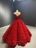 Prom Dress 2025 Sequin Ball Gown Off the Shoulder Formal Dresses 66536-unique elegant Prom Dresses-Red-Custom Size-vigocouture